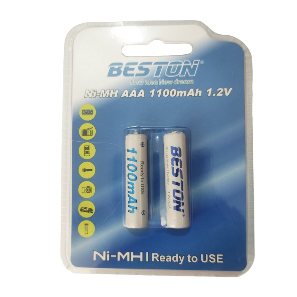 2 Baterias de Ninh Recargable AAA Pilas 1.2V 1100mAh BESTON S1676