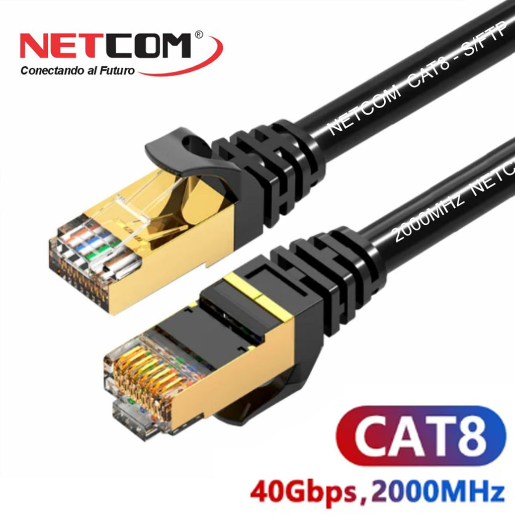 Cable de Red Cat 8 Conector Rj45 40 Gbps Lan Ethernet 1 Metro NETCOM S1680