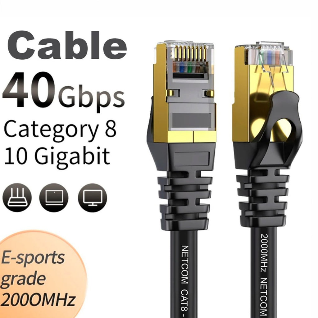 Cable de Red Cat 8 Conector Rj45 40 Gbps Lan Ethernet 1 Metro NETCOM S1680