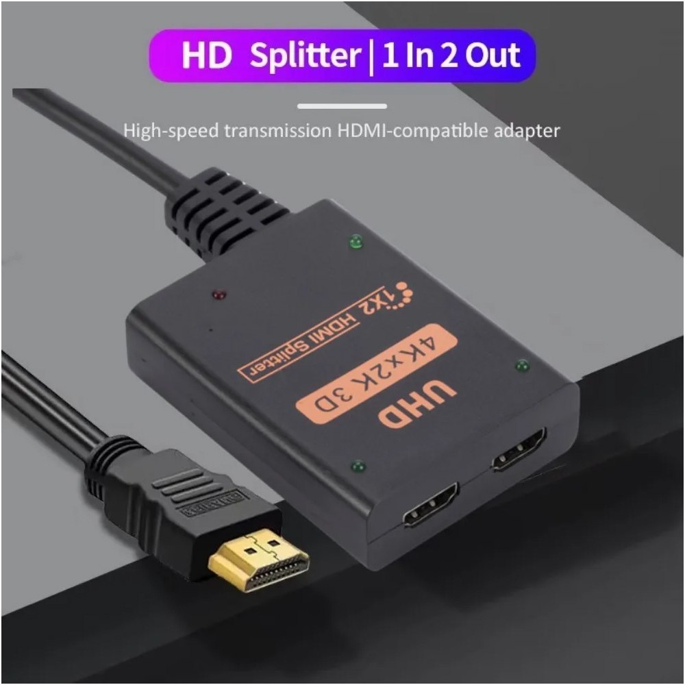 Splitter Hdmi 1x2 Full HD 4K con Cable Multiplica Señal Conecta 2 tv S1692
