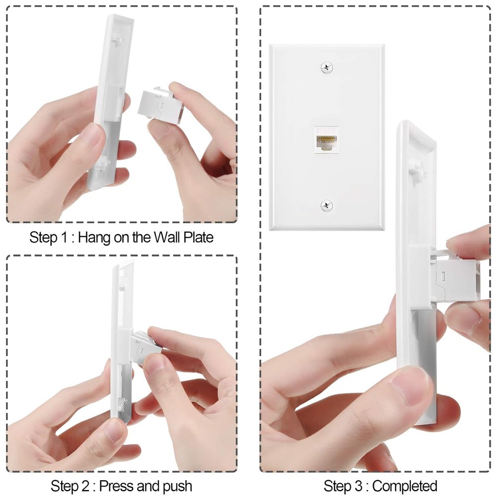 Placa ABS Ethernet RJ45 CAT 6 Faceplate RJ45 Hembra 1 Puesto Empalme S1693