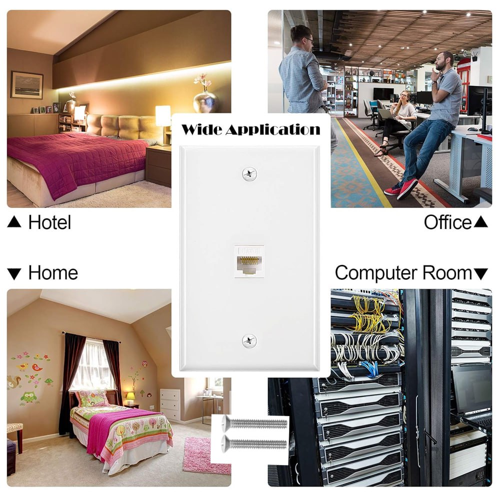 Placa ABS Ethernet RJ45 CAT 6 Faceplate RJ45 Hembra 1 Puesto Empalme S1693