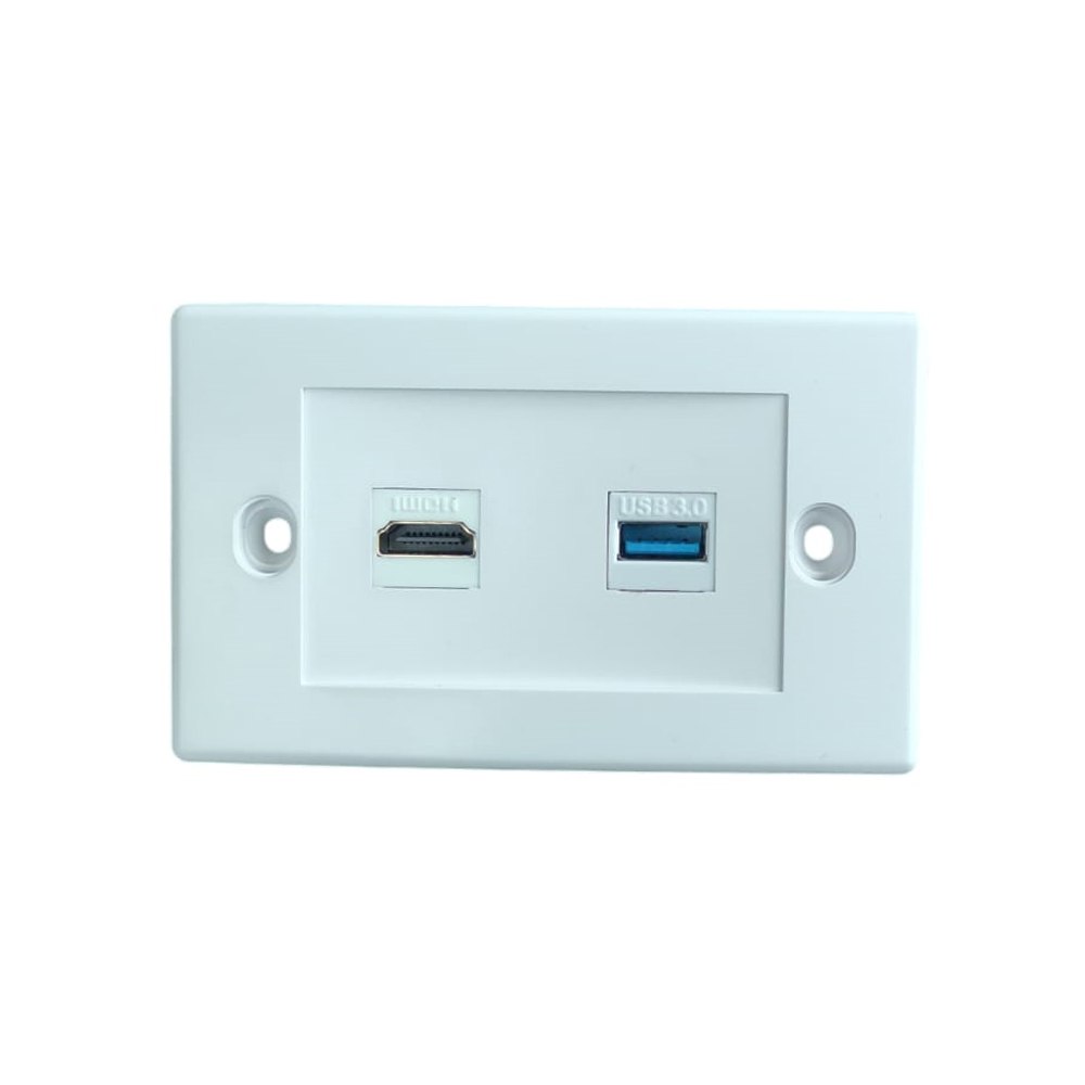 Placa ABS Faceplate HDMI 2.0 y USB 3.0 Empalme 4K Carga Datos S1694