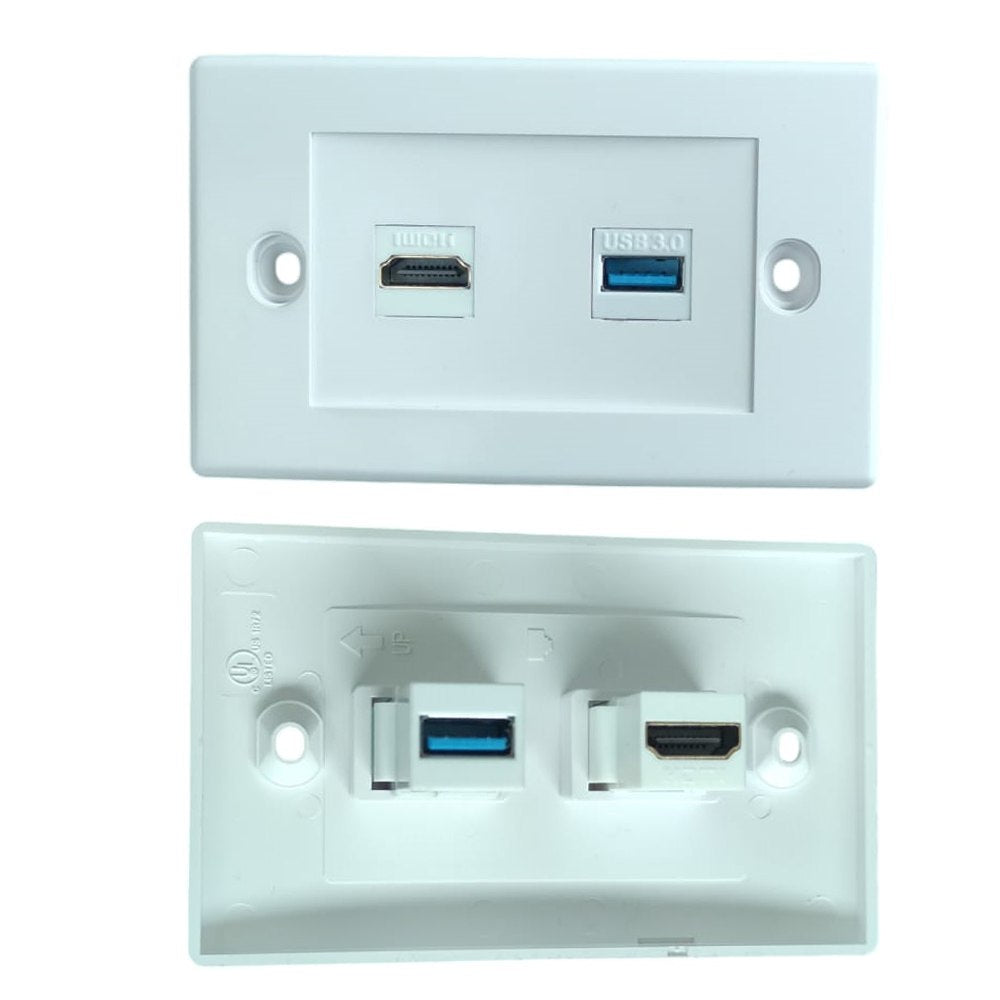 Placa ABS Faceplate HDMI 2.0 y USB 3.0 Empalme 4K Carga Datos S1694