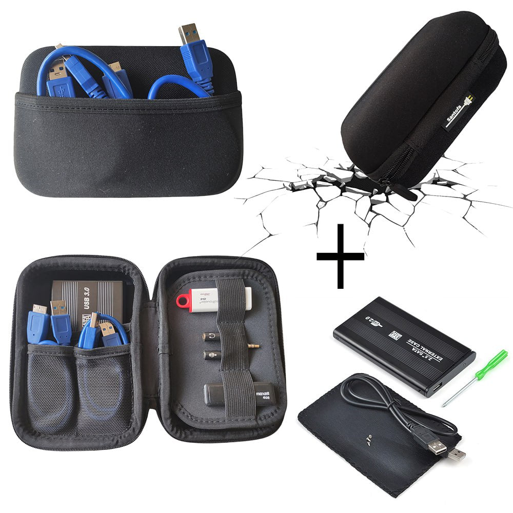 Funda Anti Golpes + Case Disco Duro Externo 2.5 Doble Bolsillo - Negro S1697