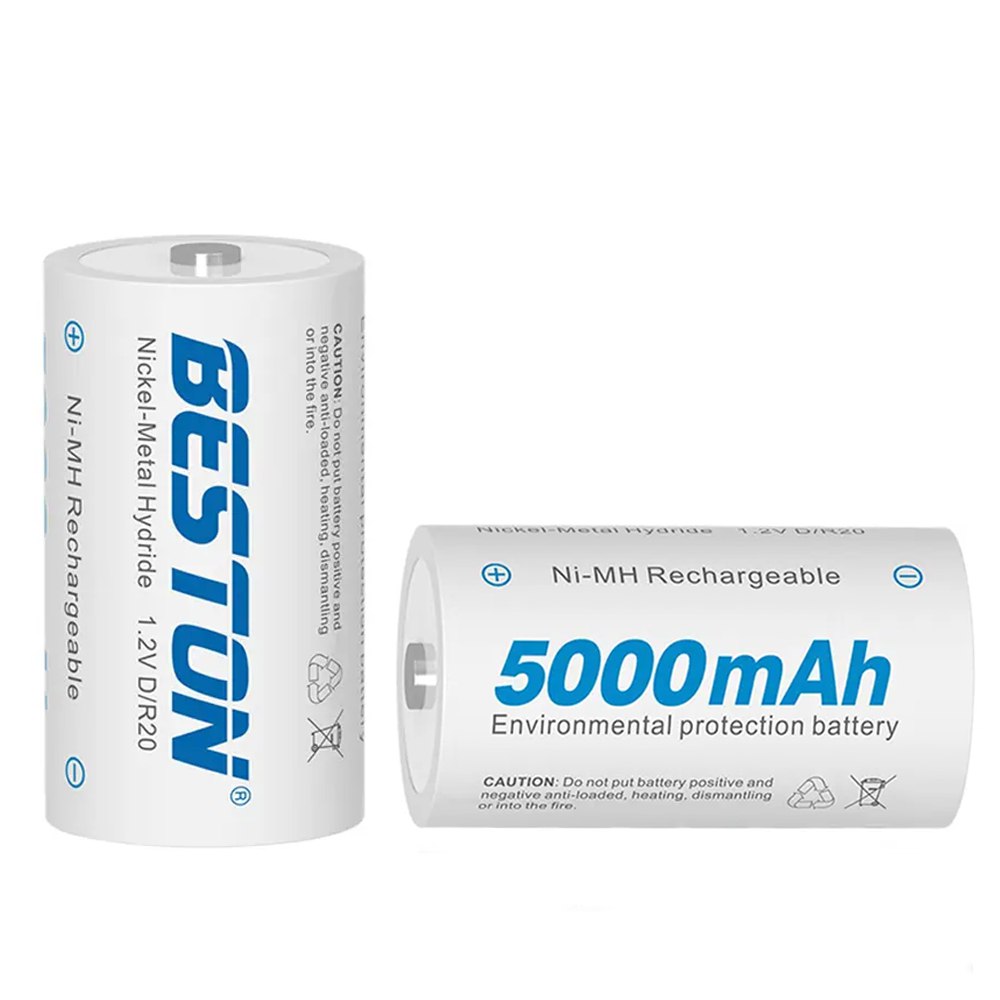 2 Baterias de Ni-MH Recargable Tipo D Pilas 1.2V 5000mAh BESTON S1701