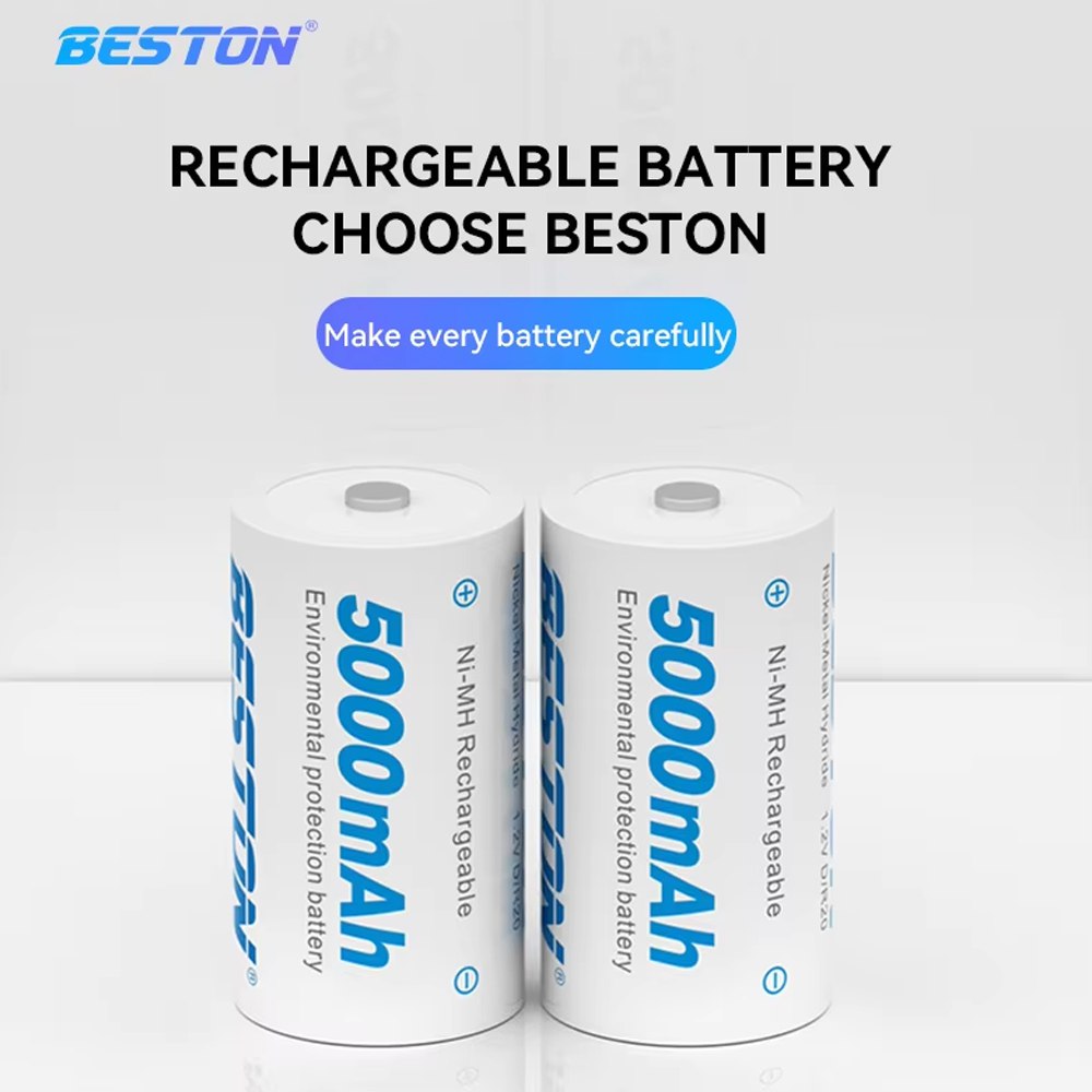 2 Baterias de Ni-MH Recargable Tipo D Pilas 1.2V 5000mAh BESTON S1701