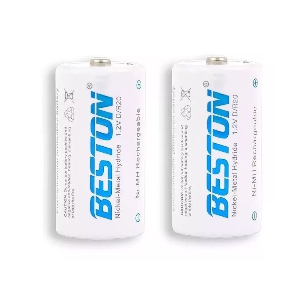 2 Baterias de Ni-MH Recargable Tipo D Pilas 1.2V 5000mAh BESTON S1701