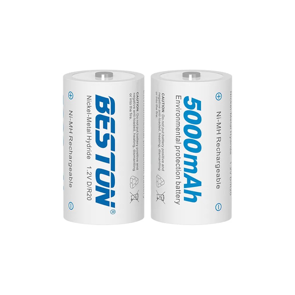 2 Baterias de Ni-MH Recargable Tipo D Pilas 1.2V 5000mAh BESTON S1701