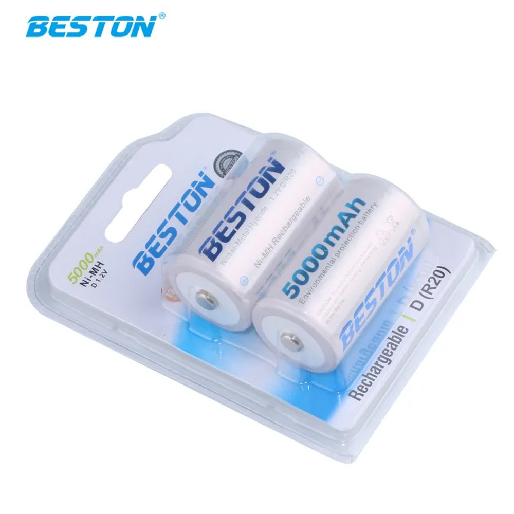 2 Baterias de Ni-MH Recargable Tipo D Pilas 1.2V 5000mAh BESTON S1701