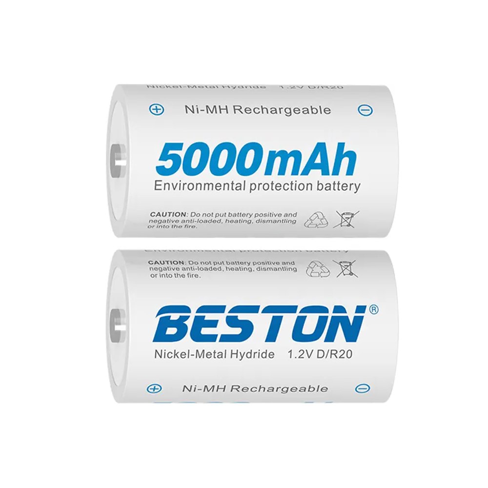 2 Baterias de Ni-MH Recargable Tipo D Pilas 1.2V 5000mAh BESTON S1701