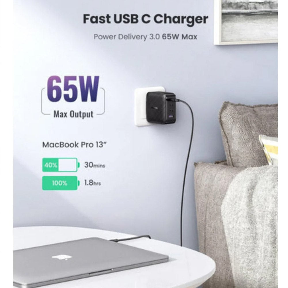 Cargador Ugreen Nexode GaN 65W de Carga Rápida 3 USB-C + 1 USB-A 70773 S1705