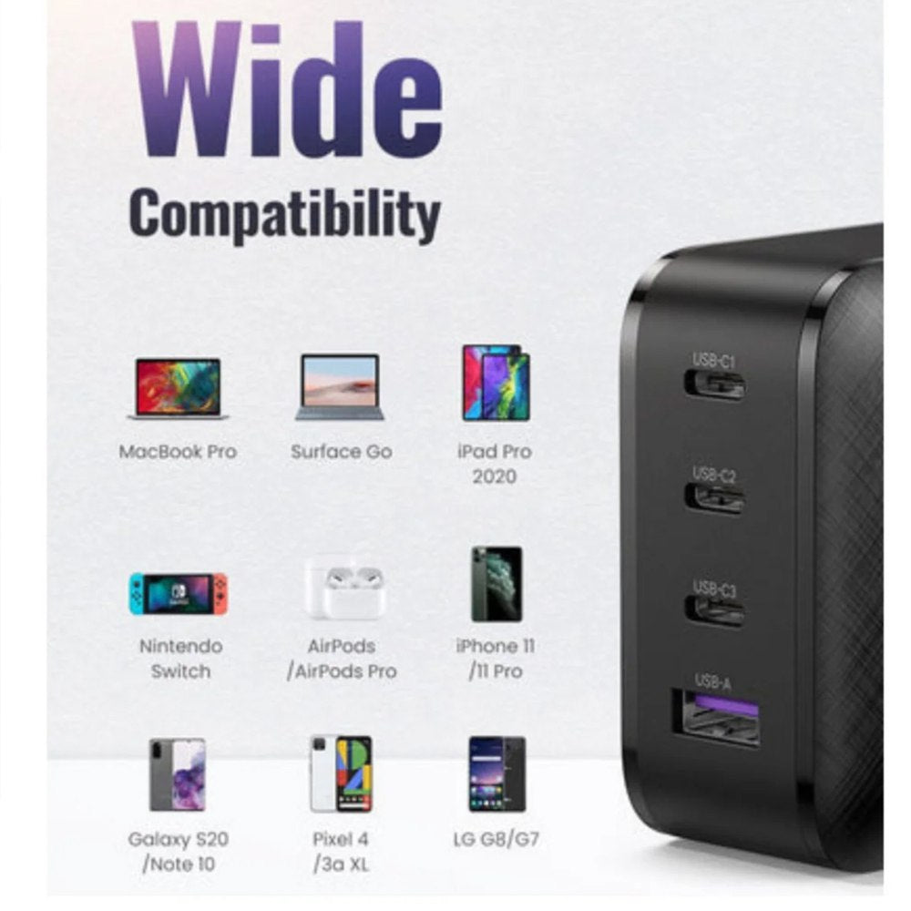 Cargador Ugreen Nexode GaN 65W de Carga Rápida 3 USB-C + 1 USB-A 70773 S1705
