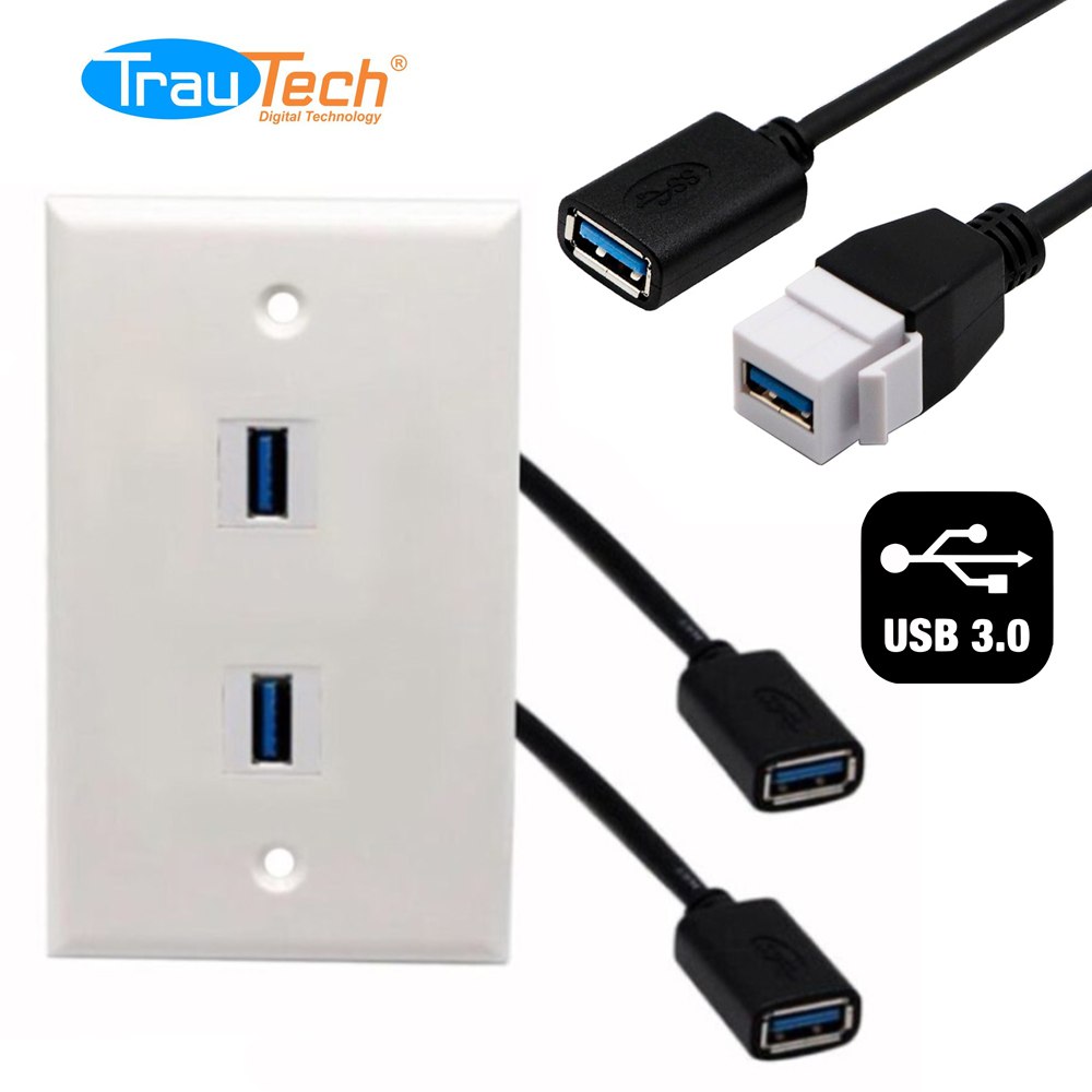 Placa ABS 2 USB 3.0 Faceplate USB 3.0 Hembra a Hembra con Cable 15cm S1708