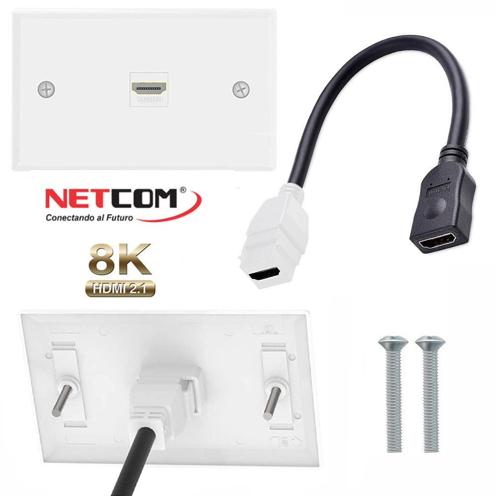 Placa ABS HDMI 2.1 8K Faceplate HDMI Hembra 1 Puesto con Cable Empalme S1710