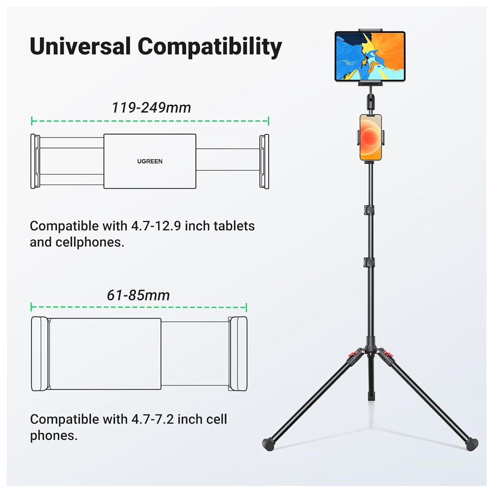 Tripode 2 en 1 UGREEN Tablet y Celular Soporte 1.74 Mts Ajustable S1712