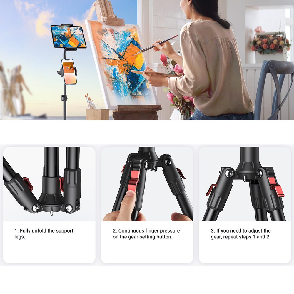 Tripode 2 en 1 UGREEN Tablet y Celular Soporte 1.74 Mts Ajustable S1712