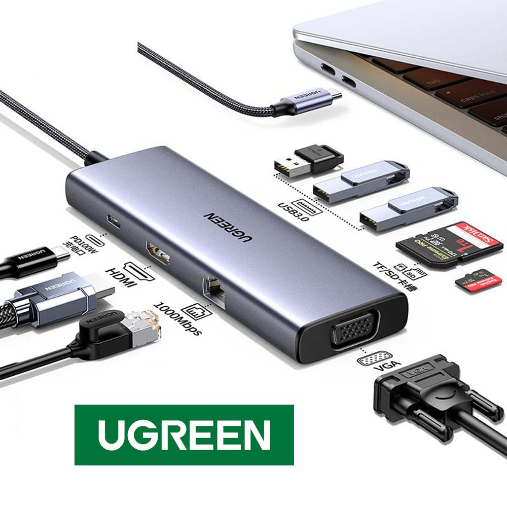 Adaptador Tipo C 9 en 1 Multiport Hub Estacion Lan Hdmi 4k UGREEN 100W S1715