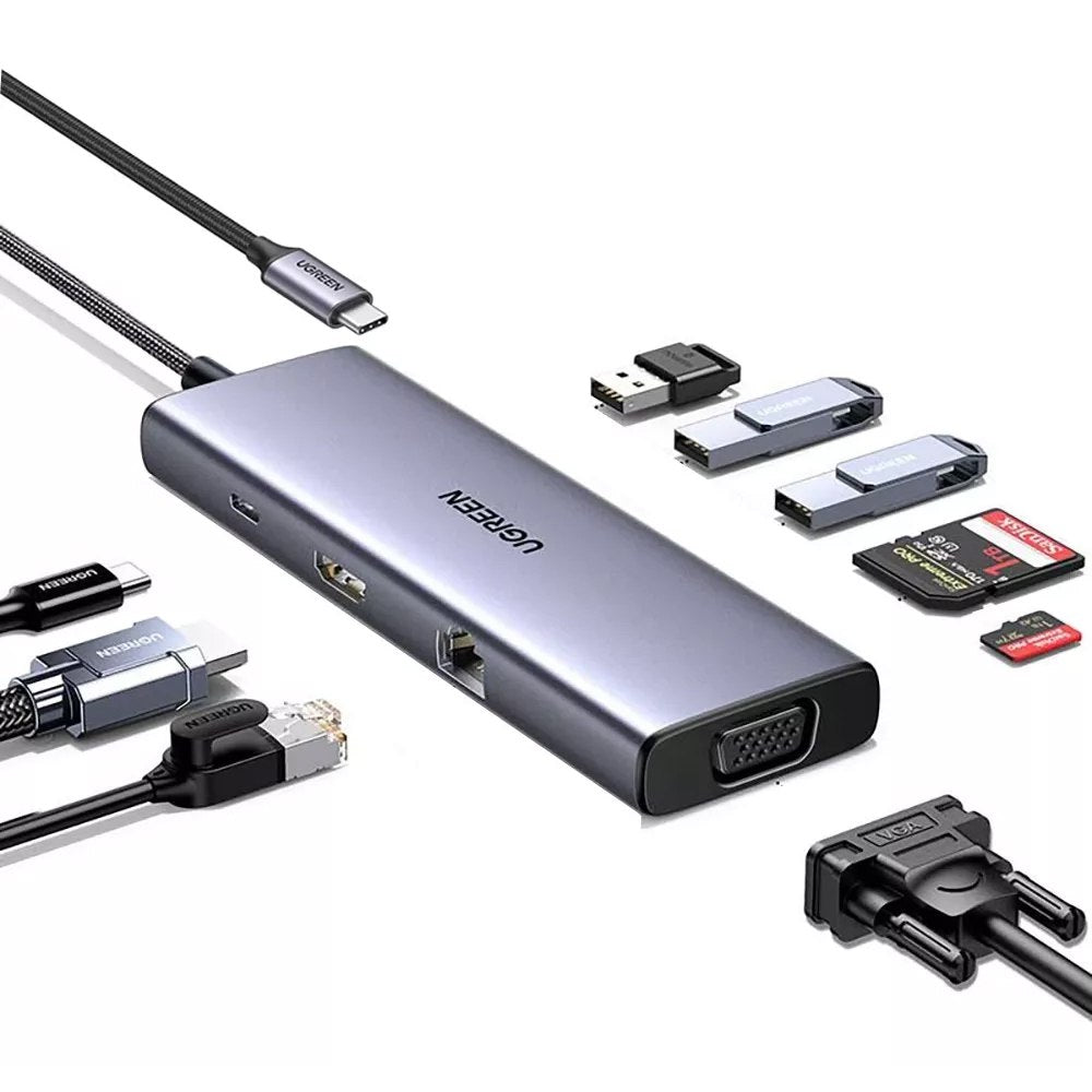 Adaptador Tipo C 9 en 1 Multiport Hub Estacion Lan Hdmi 4k UGREEN 100W S1715