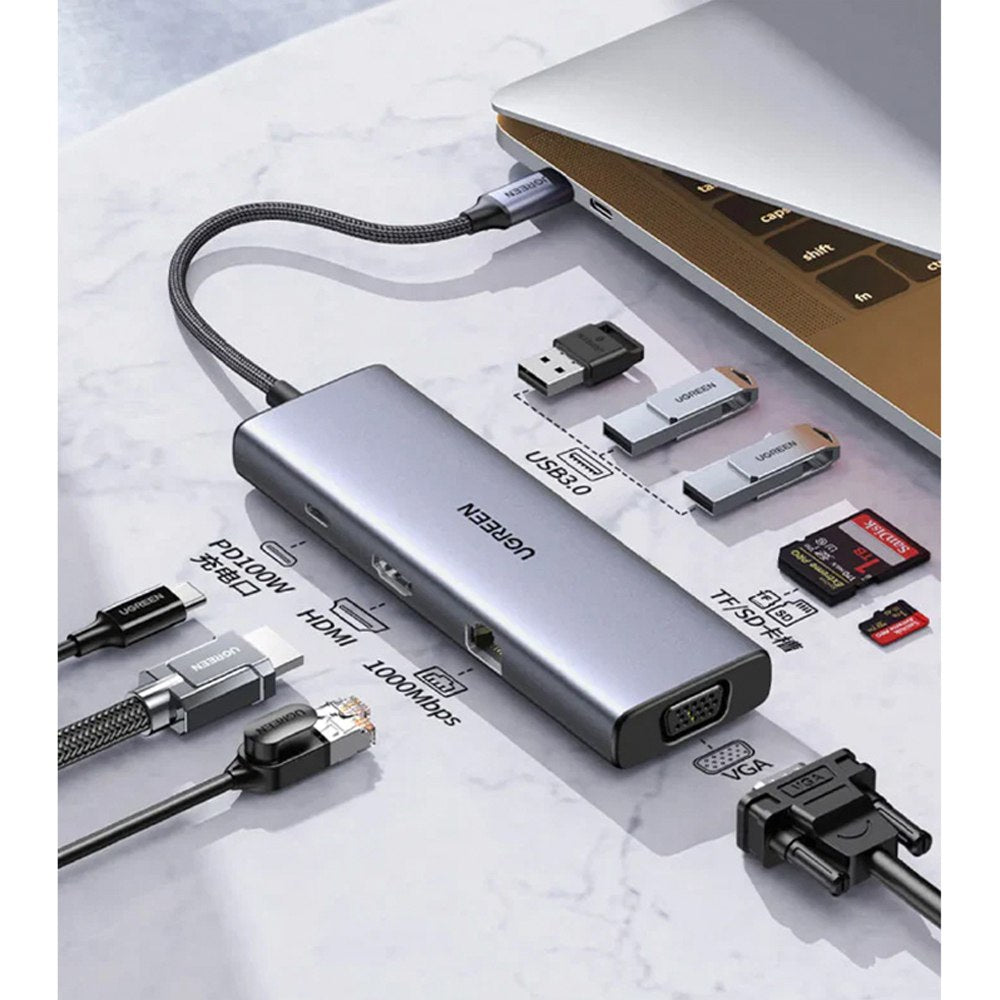 Adaptador Tipo C 9 en 1 Multiport Hub Estacion Lan Hdmi 4k UGREEN 100W S1715