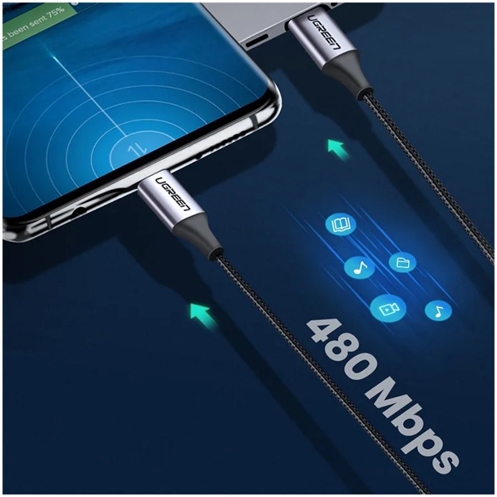 Cable USB C 3.1 Tipo C a Tipo C 2 Mts Gen2 480Mbps 4K UGREEN 100W S1716