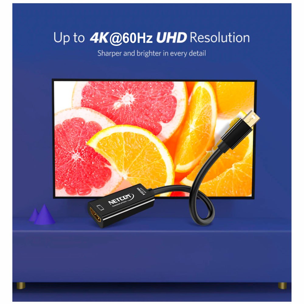 Adaptador Convertidor Mini DisplayPort a HDMI NETCOM 4K 60Hz S1718