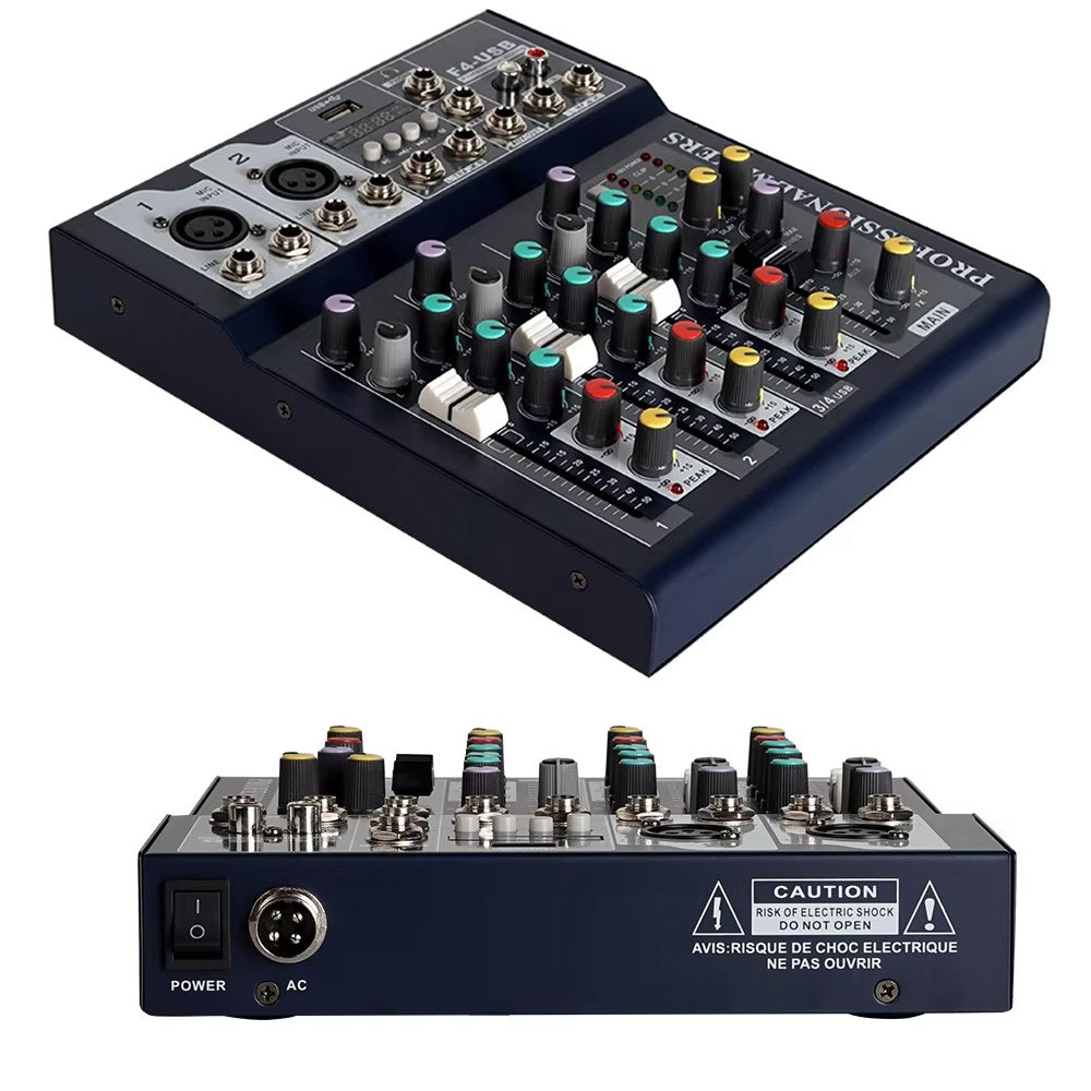 Mezclador de Audio Portátil con Bluetooth USB DJ Karaoke 48V 4 Canales S1719