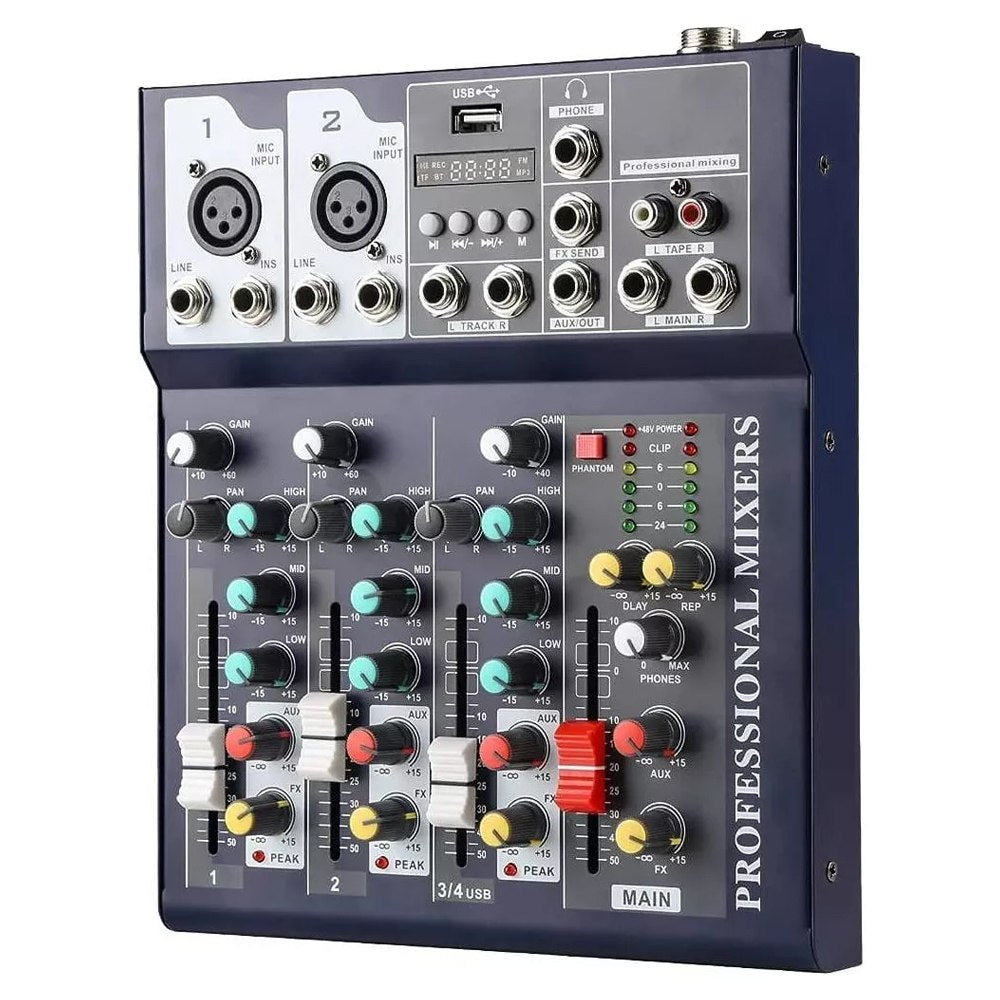 Mezclador de Audio Portátil con Bluetooth USB DJ Karaoke 48V 4 Canales S1719