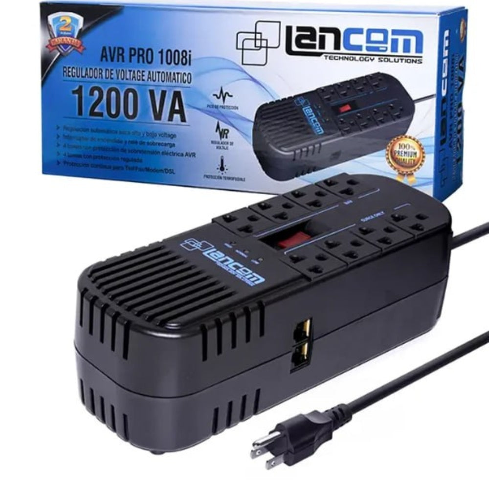 Estabilizador de Voltaje LANCOM AVR PRO 1008i 8 Tomas 1200VA 500w S1724