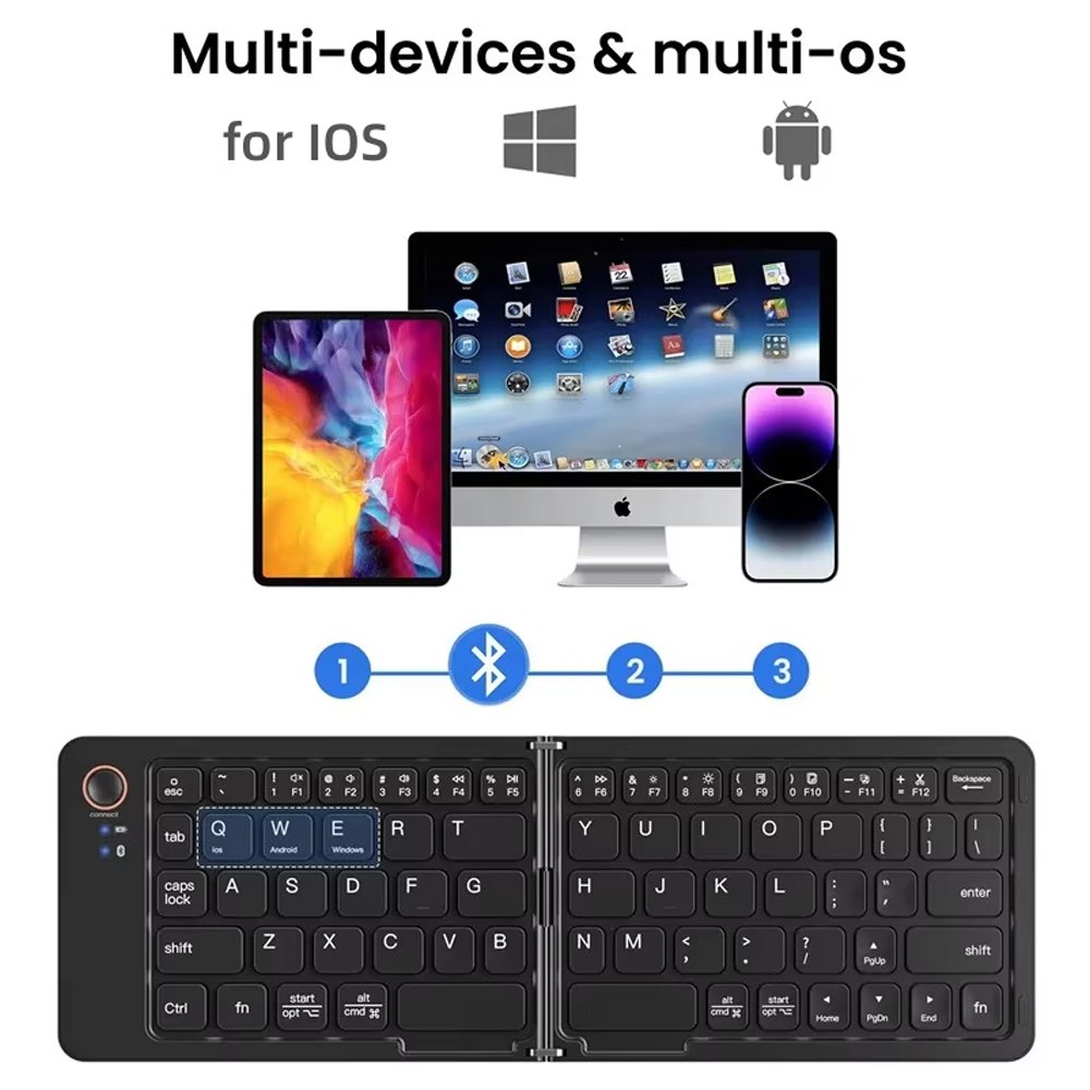 Mini Teclado Inalambrico Bluetooth Plegable Delgado ios win android S1745