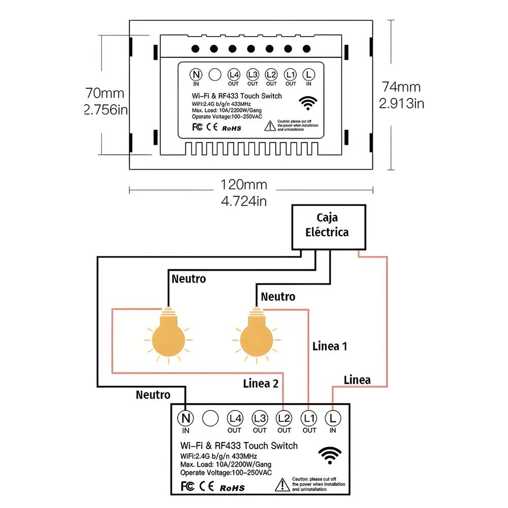 Interruptor 3 Tomas Inteligente Wifi Control Voz Alexa Google Tuya S1746