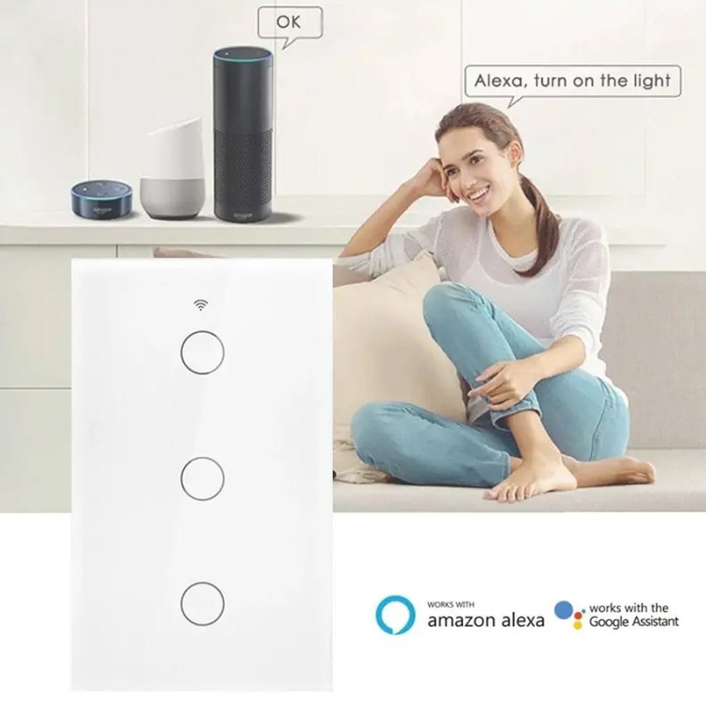 Interruptor 3 Tomas Inteligente Wifi Control Voz Alexa Google Tuya S1746