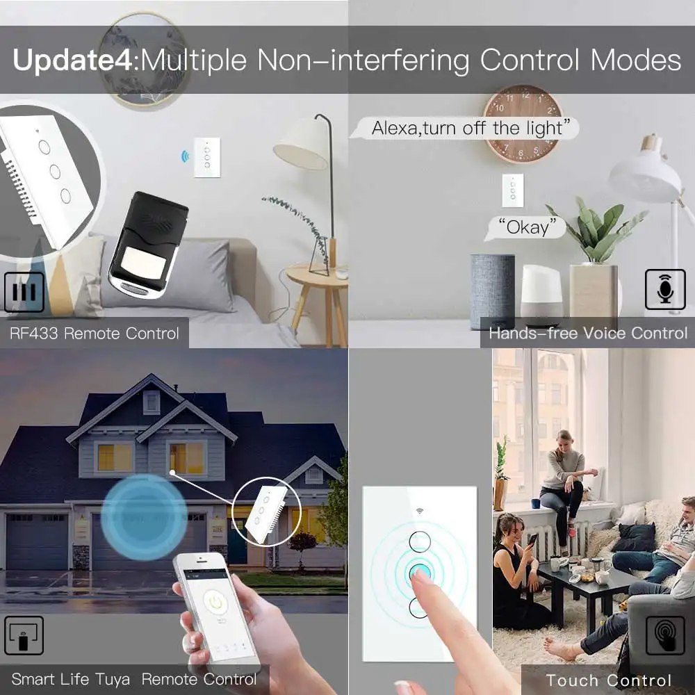 Interruptor 3 Tomas Inteligente Wifi Control Voz Alexa Google Tuya S1746