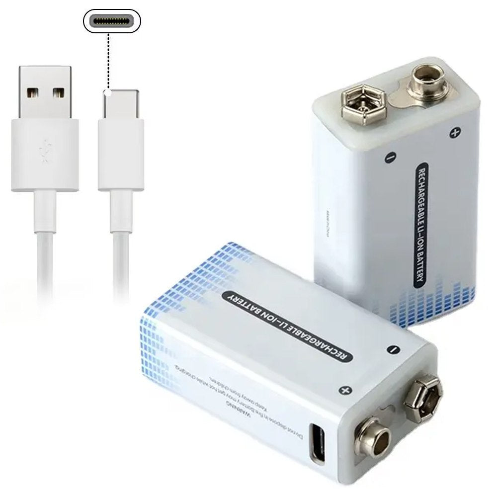 Bateria de Litio Pila 9V Recargable USB tipo C 1350mAh S1748