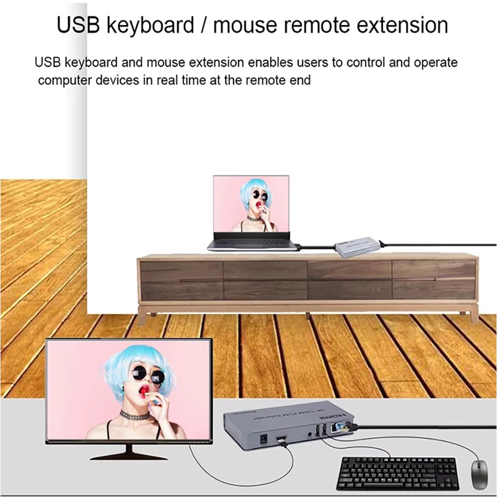 Hdmi Extender 200m IP KVM 2 USB NETCOM Extiende HDMI Cable RJ45 S1756