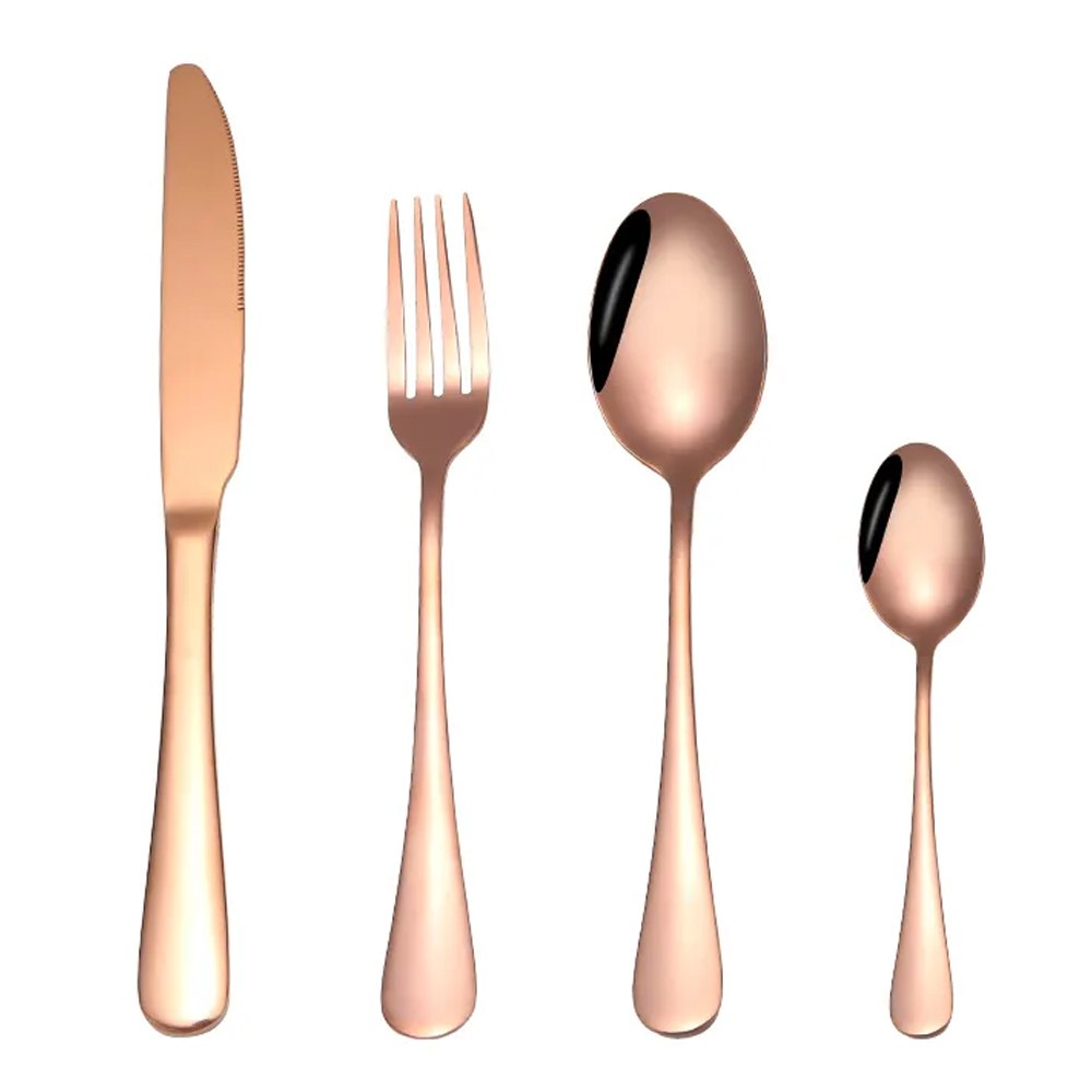 Set de Cubiertos acero inoxidable 304 Bronce 24 Piezas Pulido Espejo S1758