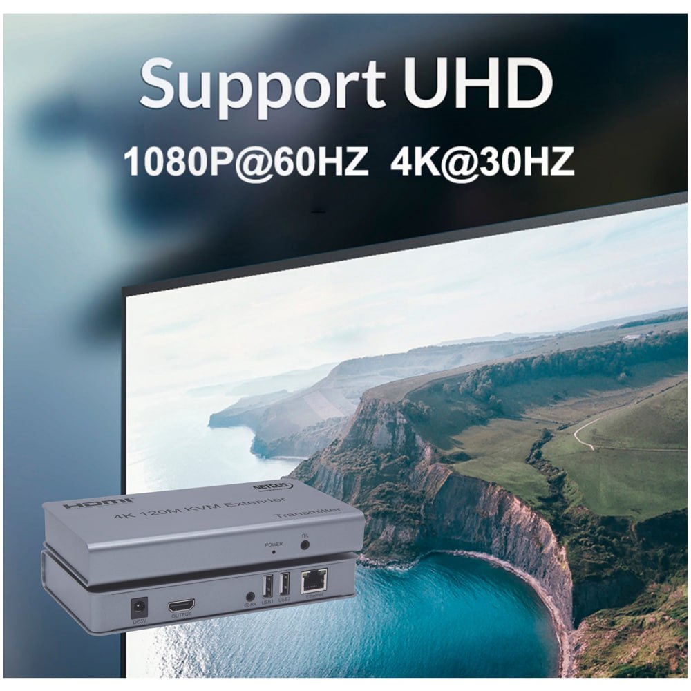 Hdmi Extender 120m IP KVM 2 USB NETCOM Extiende HDMI Cable rj45 S1768