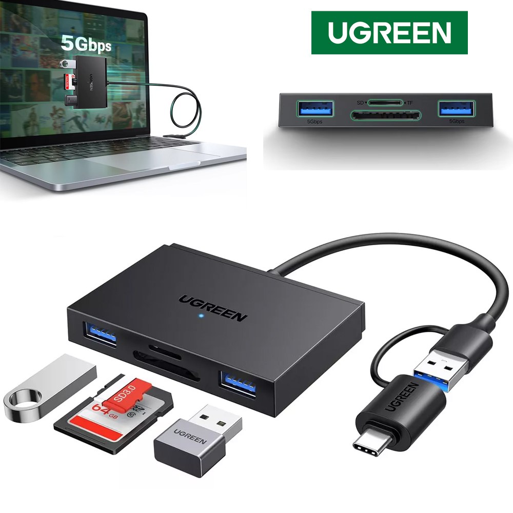 Lector de Memorias 4 en 1 UGREEN USB 3.0 SD micro SD TF Tipo C 5Gbps S1775