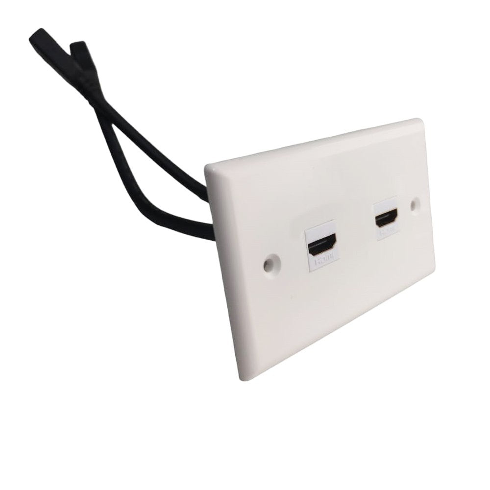 Placa ABS HDMI 2.1 Faceplate HDMI Hembra 2 Puestos con Cable 8K S1777