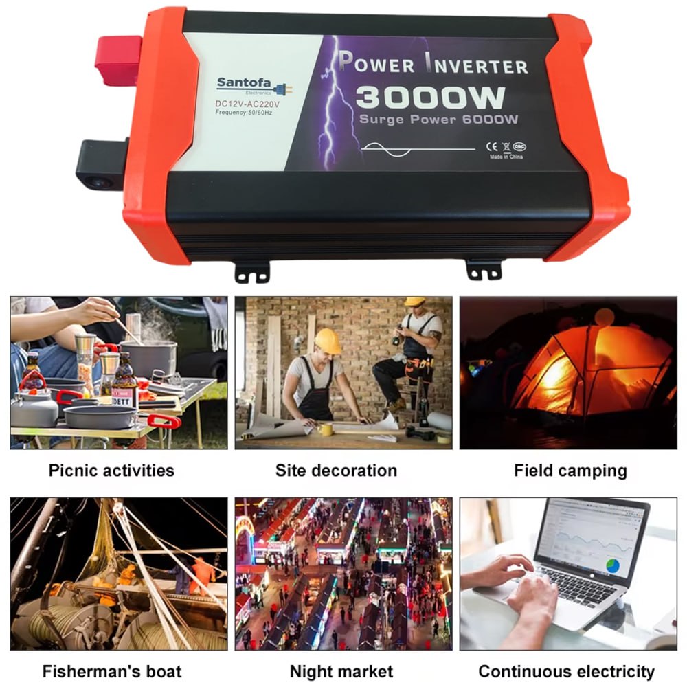 Inversor de Corriente 12v A 220v 3000w 2 Usb 2 Sockets Onda Pura Lcd S1785
