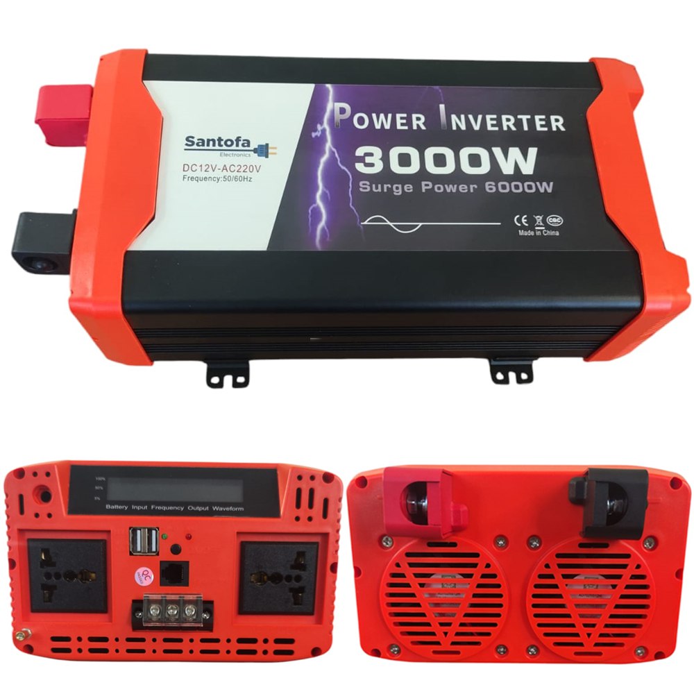 Inversor de Corriente 12v A 220v 3000w 2 Usb 2 Sockets Onda Pura Lcd S1785