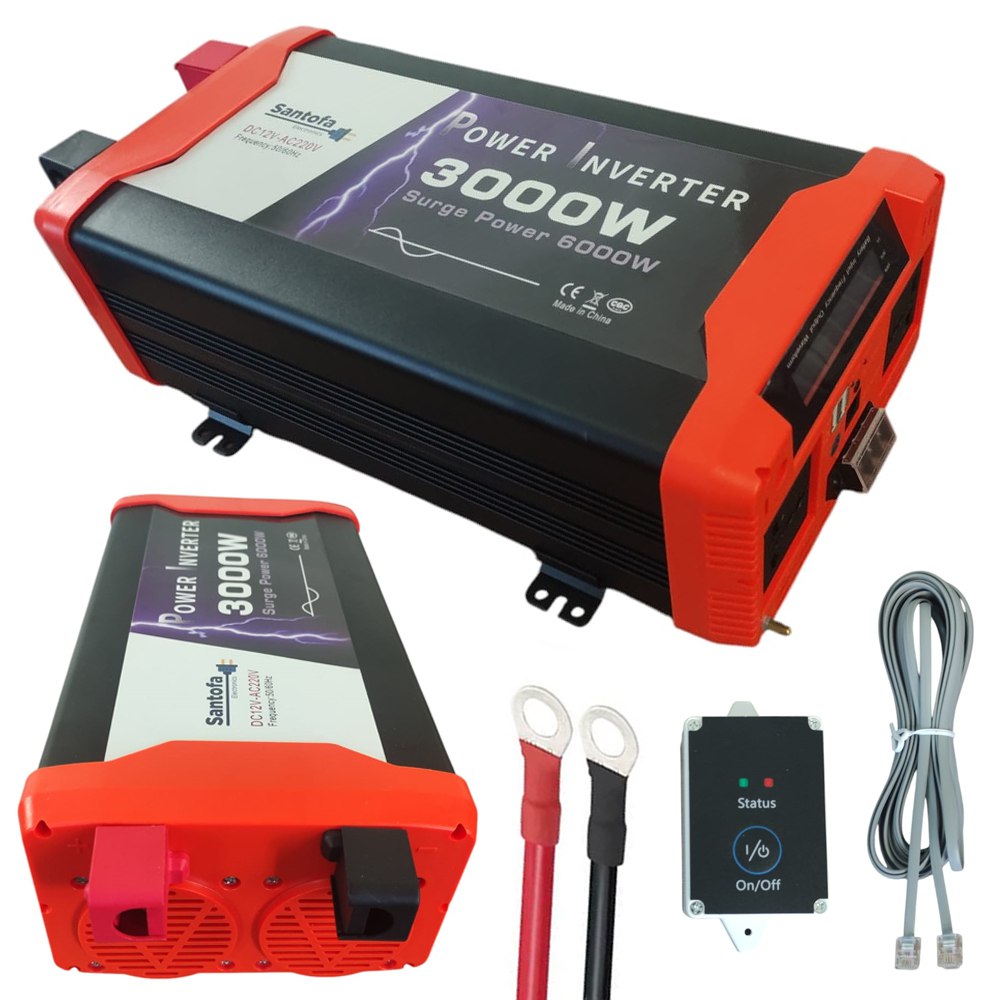 Inversor de Corriente 12v A 220v 3000w 2 Usb 2 Sockets Onda Pura Lcd S1785