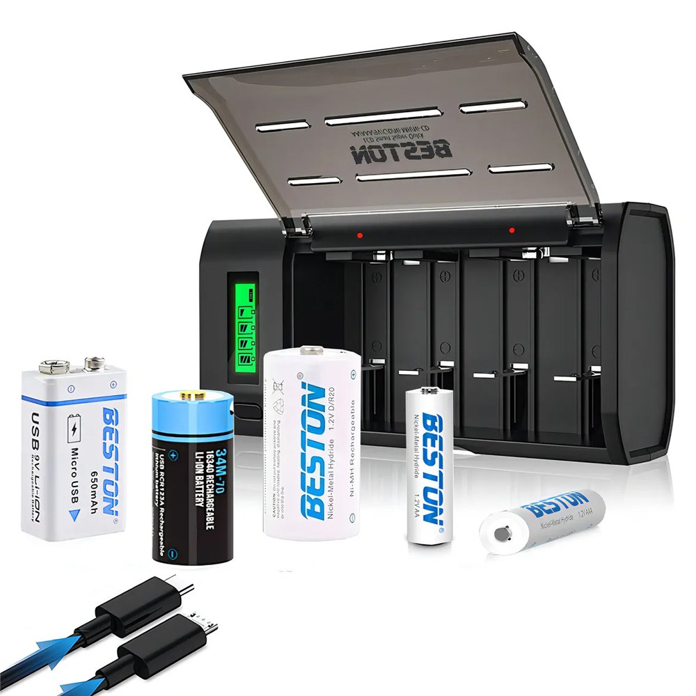 Cargador de Pilas Baterías Recargables AA AAA C D 9V Pantalla LCD S1786