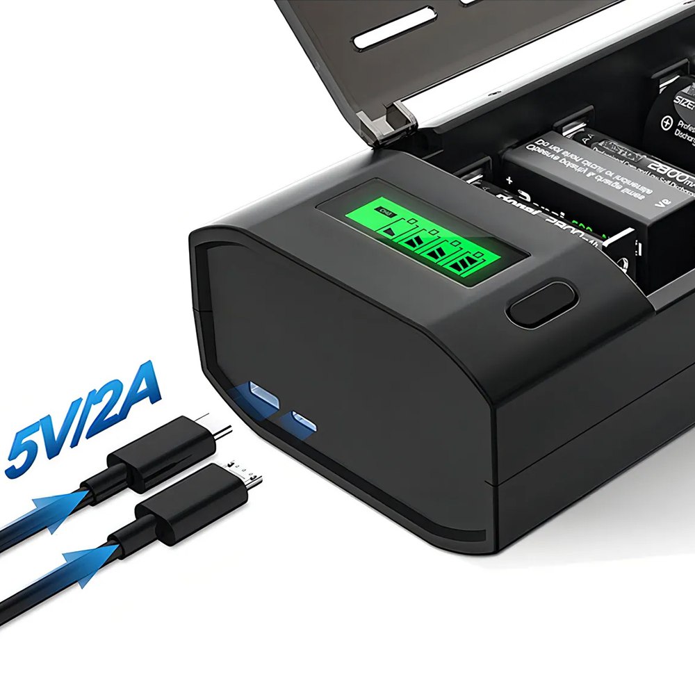 Cargador de Pilas Baterías Recargables AA AAA C D 9V Pantalla LCD S1786