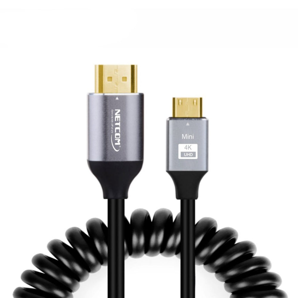 Cable Mini Hdmi a Hdmi 1.5 Metros Espiralado NETCOM 2.0 4K 60 Hz eARC S1792