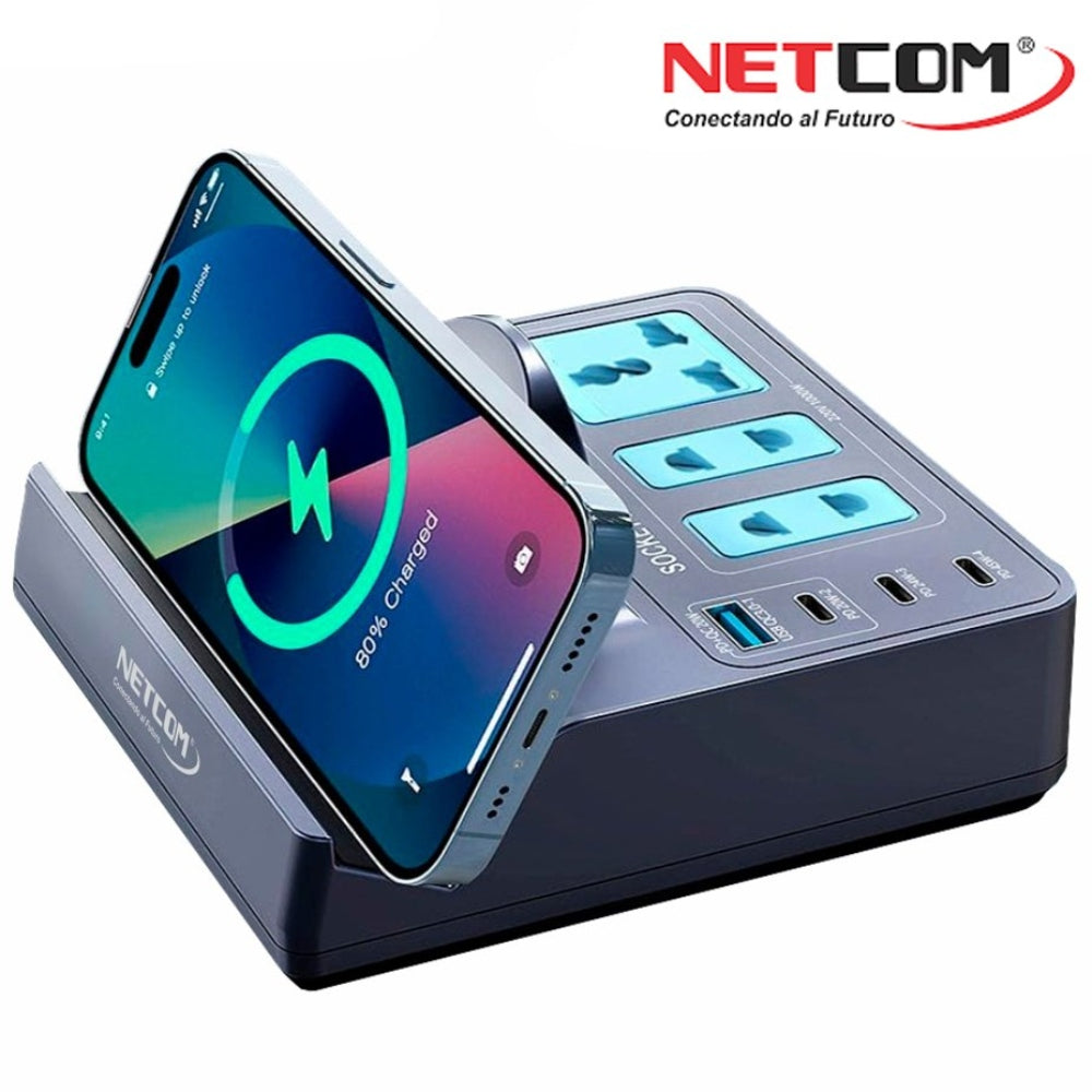 Cargador Multifuncional 7 en 1 Carga Inalámbrica 3 Sockets 3 Tipo C S1795
