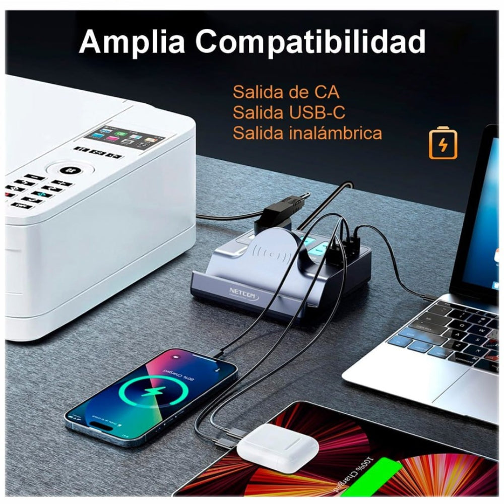 Cargador Multifuncional 7 en 1 Carga Inalámbrica 3 Sockets 3 Tipo C S1795