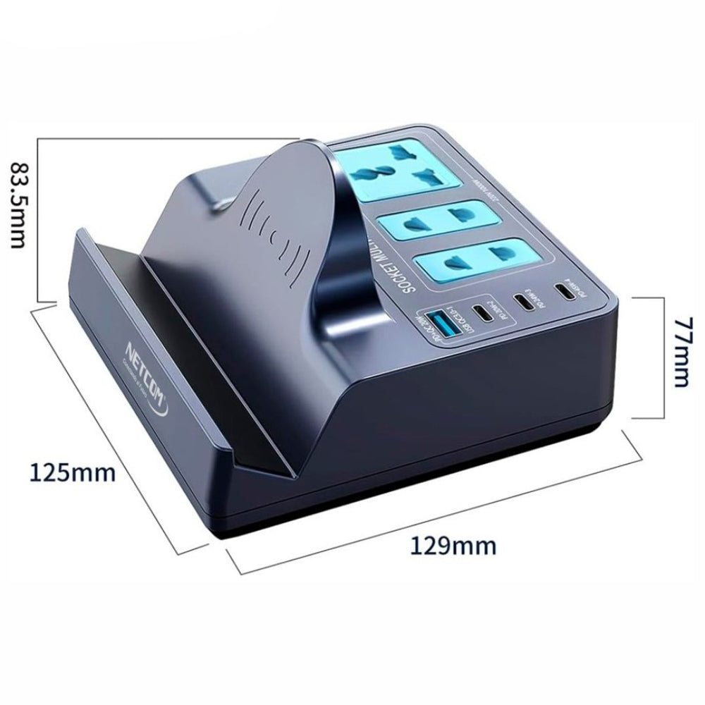 Cargador Multifuncional 7 en 1 Carga Inalámbrica 3 Sockets 3 Tipo C S1795