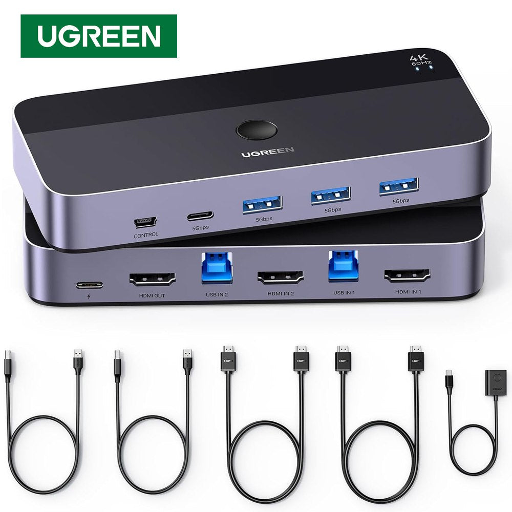 Switch HDMI 4K 60Hz KVM 2 In 1 Out UGREEN Conmutador S1796