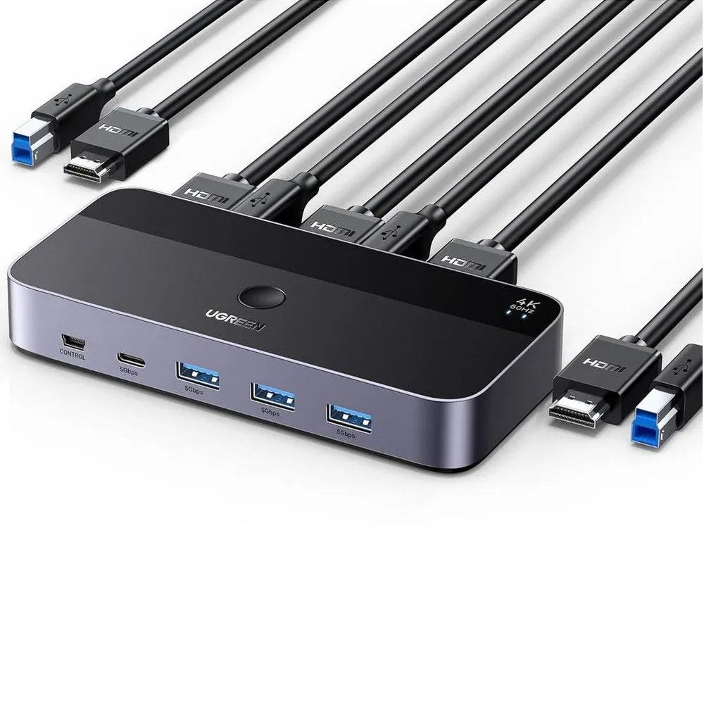Switch HDMI 4K 60Hz KVM 2 In 1 Out UGREEN Conmutador S1796